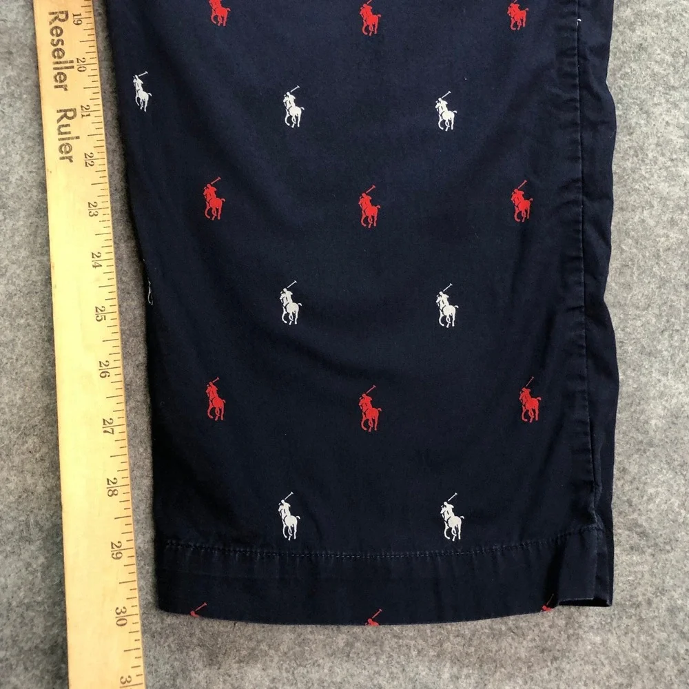 Polo Ralph Lauren Lounge Pants Mens L Straight Leg Navy Logo Pattern Sleepwear